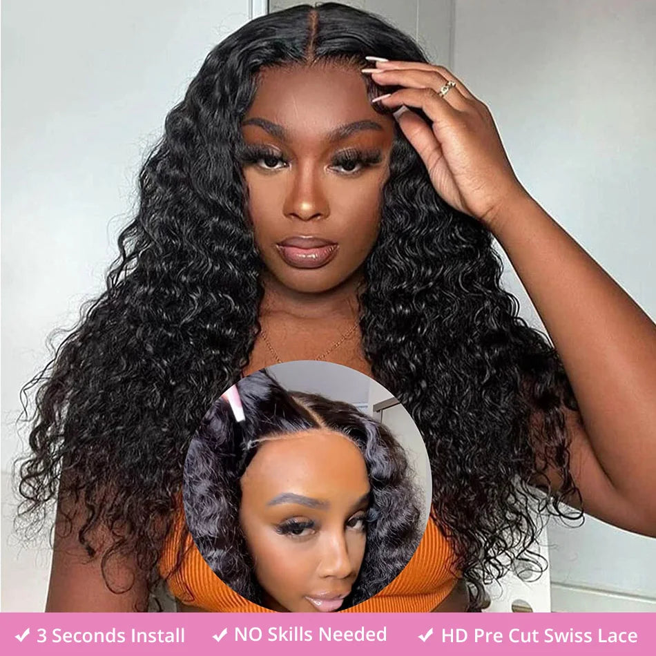 Water Wave Curly Lace Front Wigs 13x4 13x6 HD Deep Wave Lace Frontal Wig 7x5 Glue less Human Hair Wigs 300%