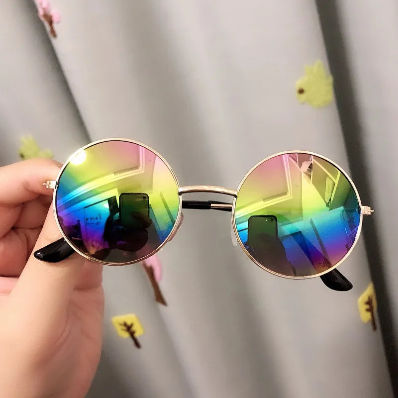 Kids Sunglasses Cute Round Colorful Reflective Mirror Sunglasses