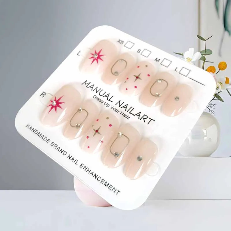 10Pcs Blue Brown Retro Leopard Print Press on Nails Almond Shaped Polka Dot  with Drill Gentle and Fresh Nail Patch False Nails