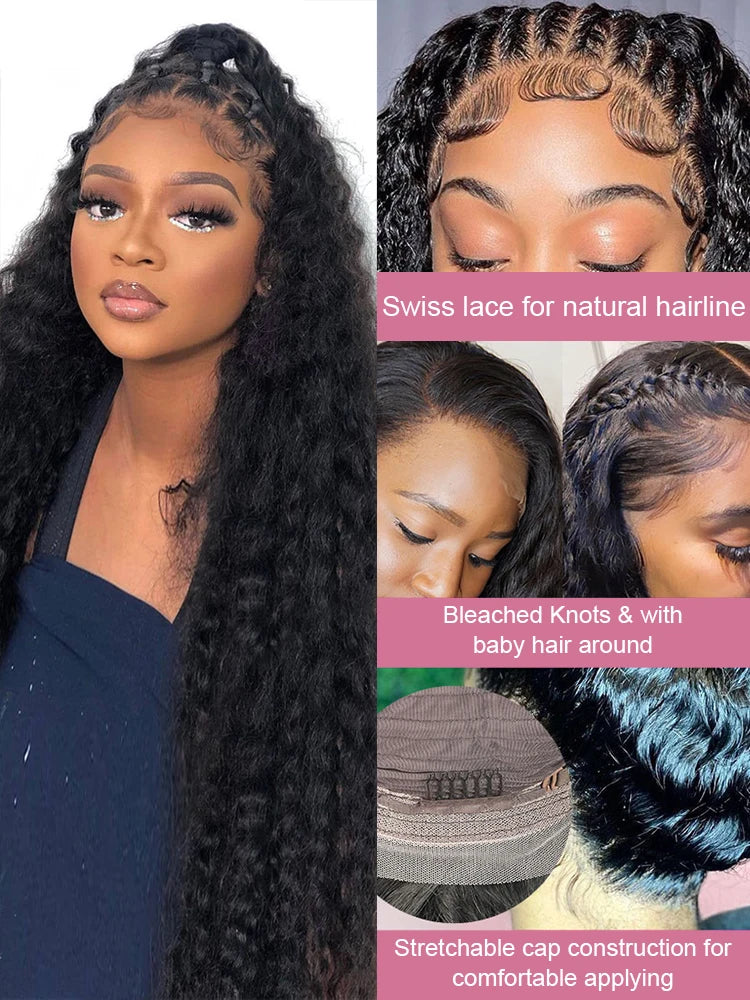 Water Wave Curly Lace Front Wigs 13x4 13x6 HD Deep Wave Lace Frontal Wig 7x5 Glue less Human Hair Wigs 300%