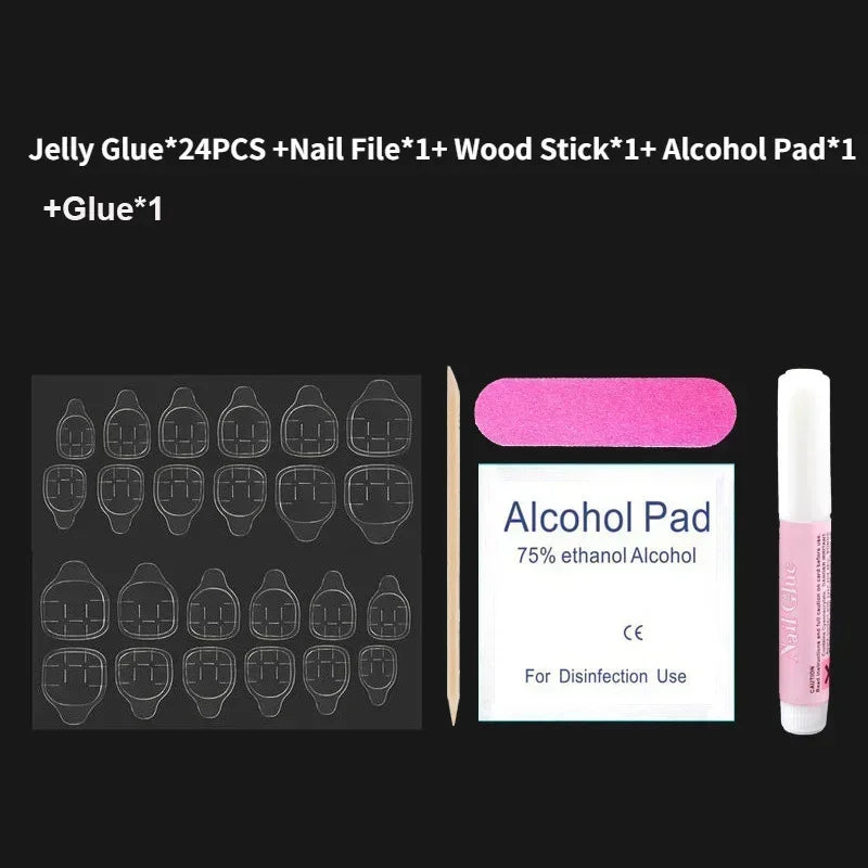 10PCS Handmade 5CM Long Stiletto Press On Nails Flower  Acrylic False Nails Tips Red Fake Nail With Glue Stickers Nail Supplies